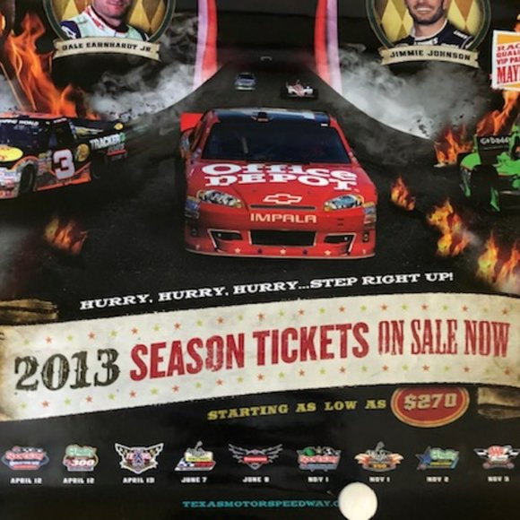 "Texas Motor Speedway No Limits Wild Asphalt Circus Double-Sided Poster 2013 - A - Picture 8 of 10